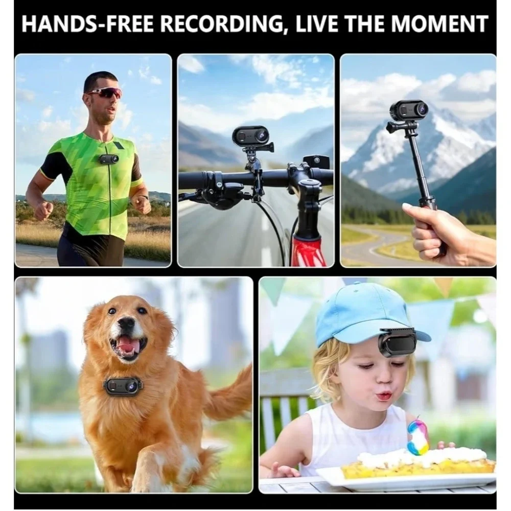 4K Thumb Action Camera WiFi Wearable POV Cam + Charging Action Pod 64GB Vlogging